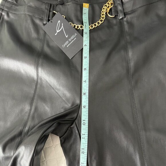 Gabby Isabella Black Faux Leather Pants With Chain Accent - Size S - Picture 8 of 10